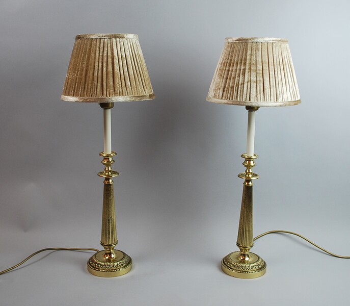 Pair of gilded metal lamps