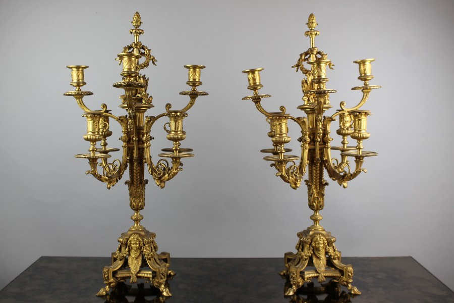 Pair of gilt bronze candlesticks 