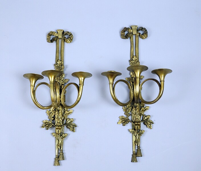 Pair Of Gilt Bronze Sconces 19th