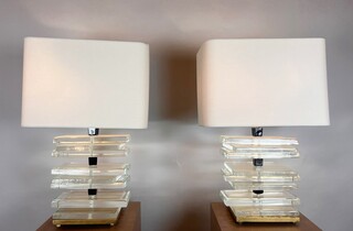 Pair of glass lamps, Italy, 20th century