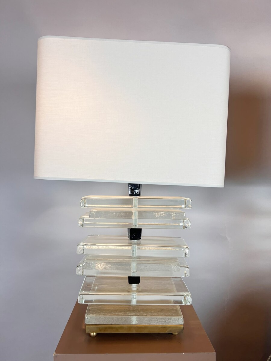 Pair of glass lamps, Italy, 20th century