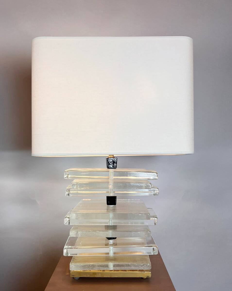 Pair of glass lamps, Italy, 20th century