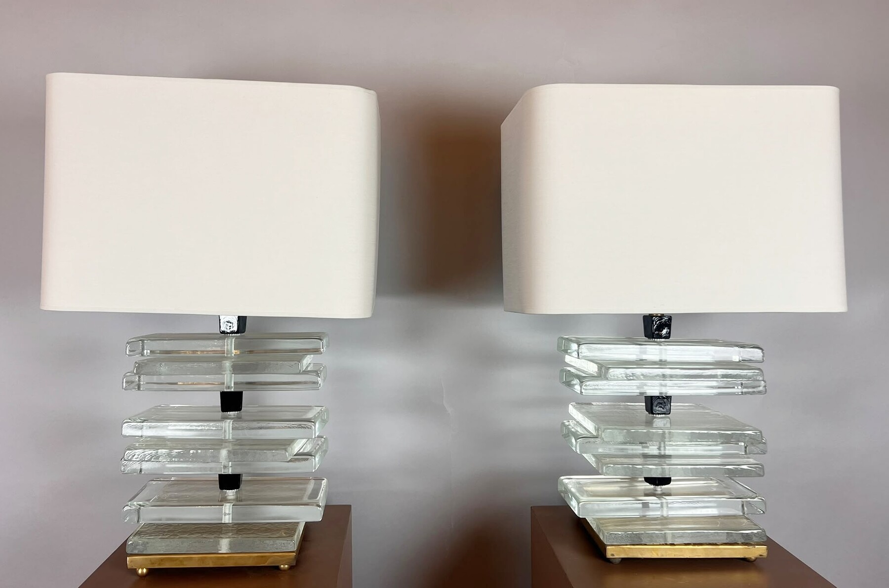 Pair of glass lamps, Italy, 20th century