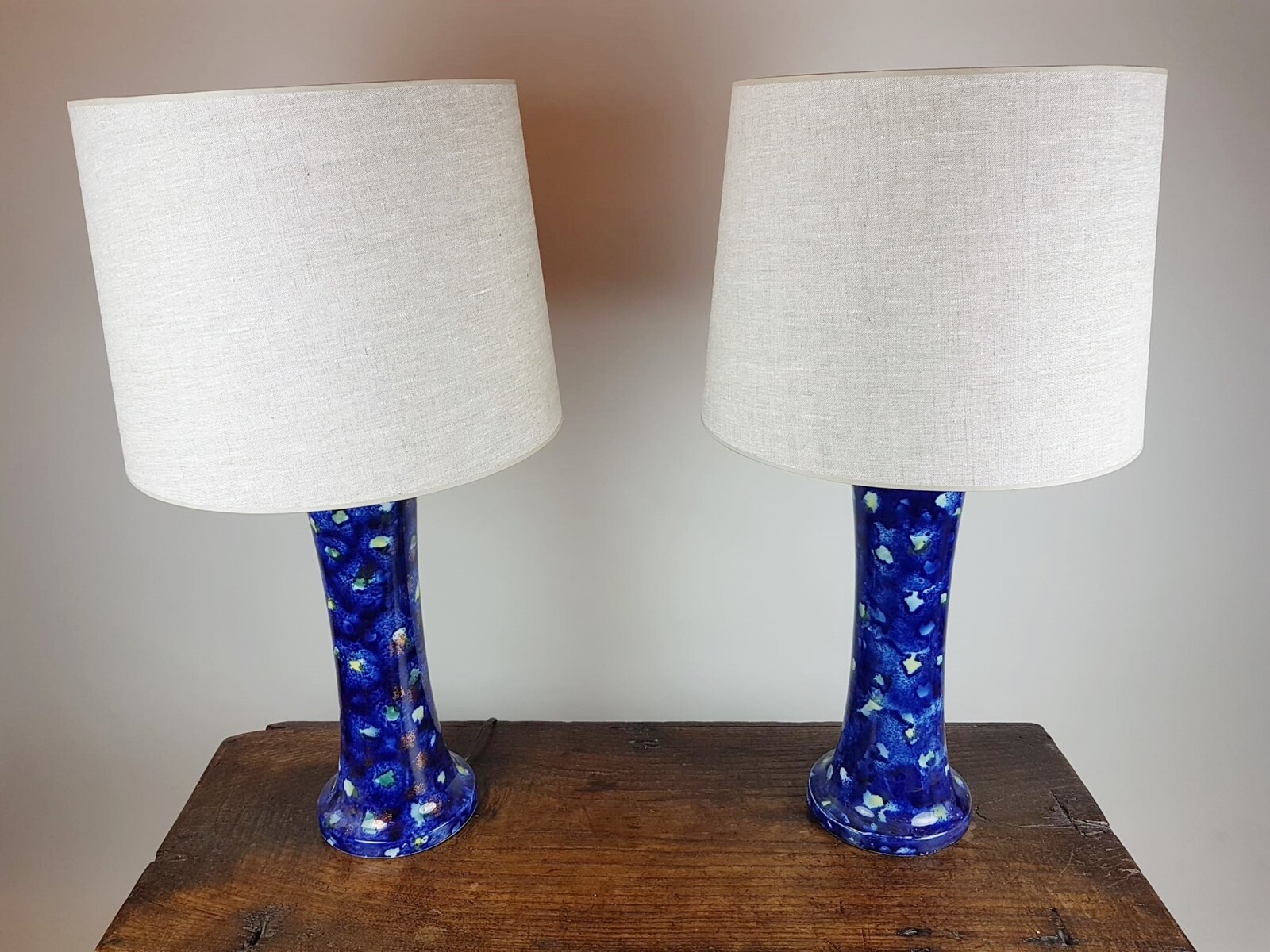 Pair of glazed earthenware lamps, circa 1970