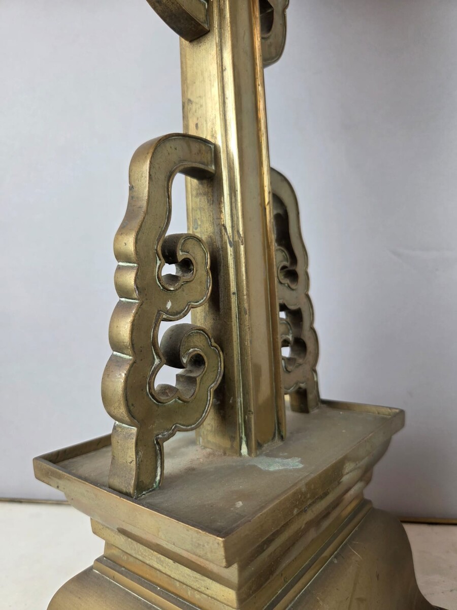 Pair of large bronze candlesticks, Chinese work, late 19th century