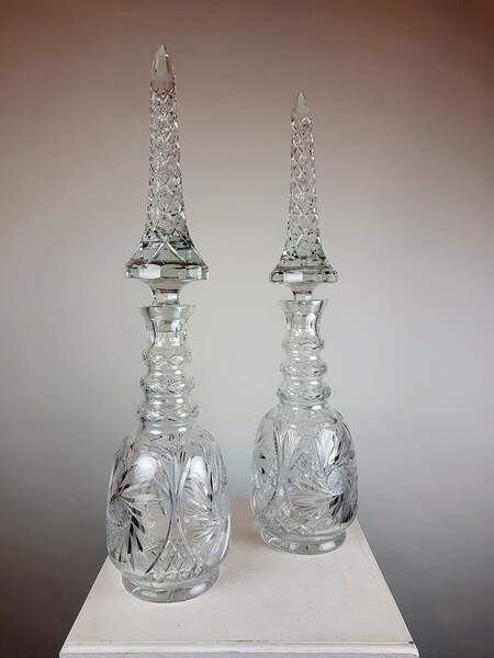 Pair of large decorative crystal decanters
