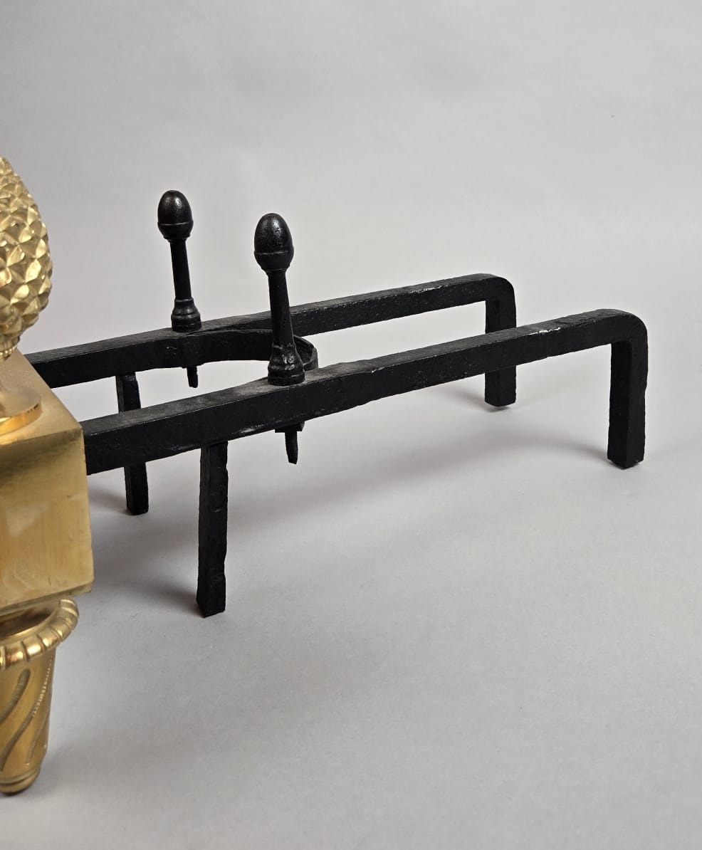 Pair of Louis XVI period gilt bronze andirons