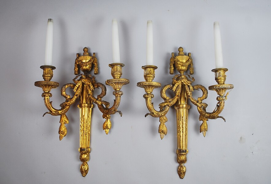 Pair of Louis XVI style bronze sconces