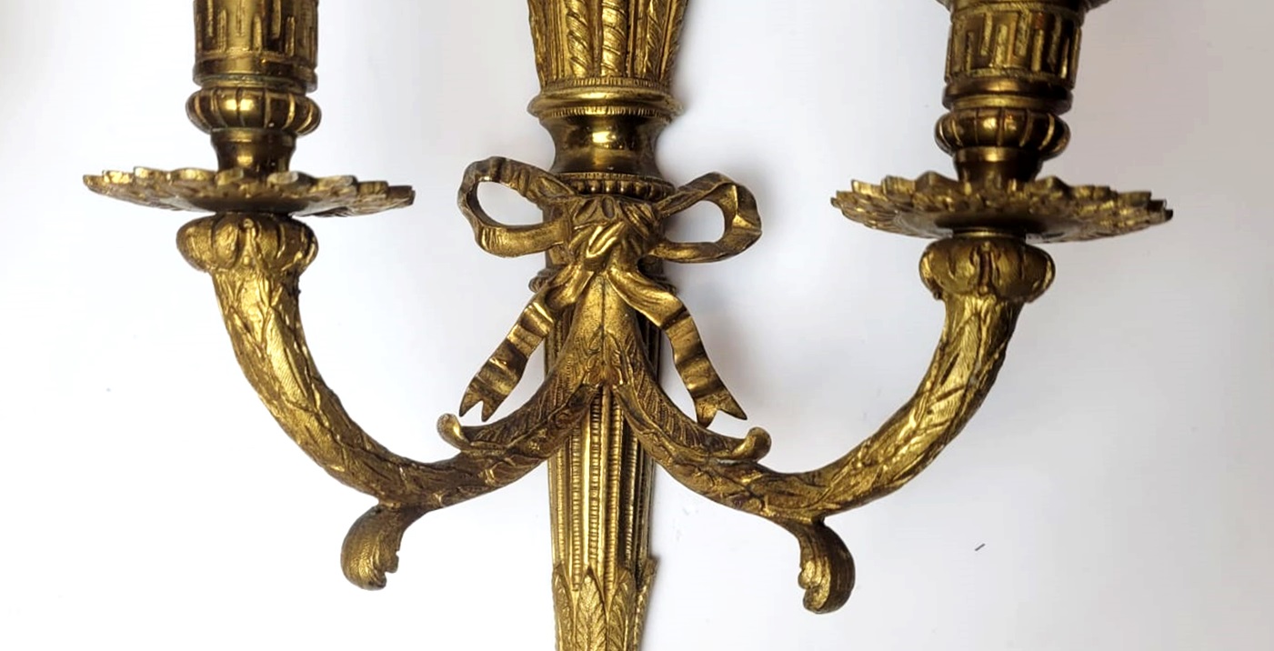 Pair of Louis XVI style gilded bronze sconces - 2 pairs available