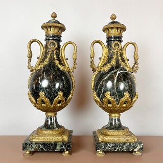 Pair of marble and bronze casserole dishes, 19th century