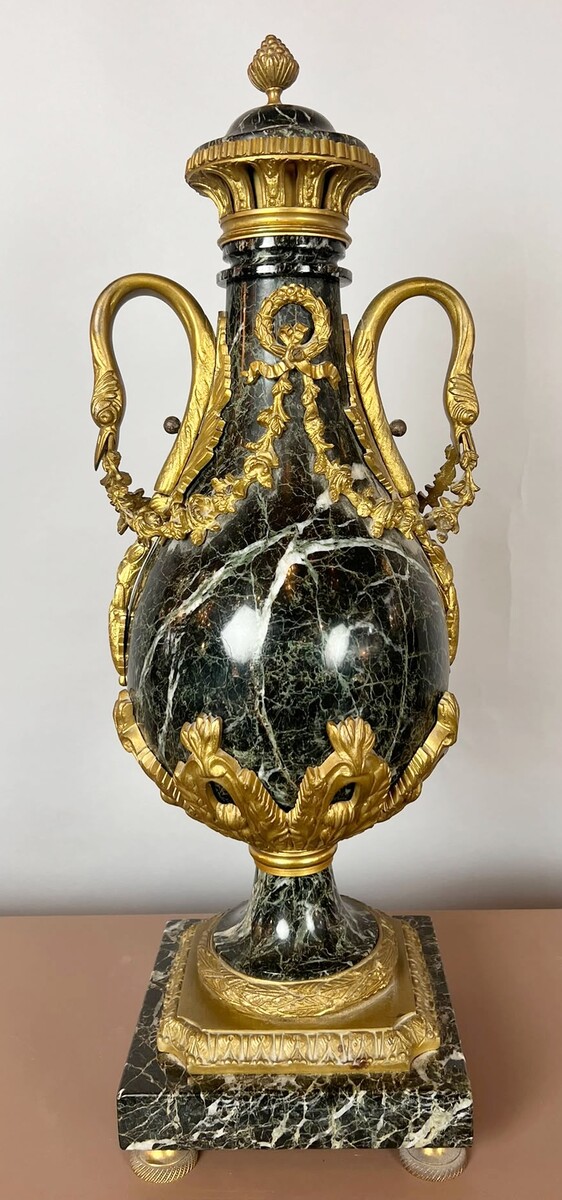 Pair of marble and bronze casserole dishes, 19th century