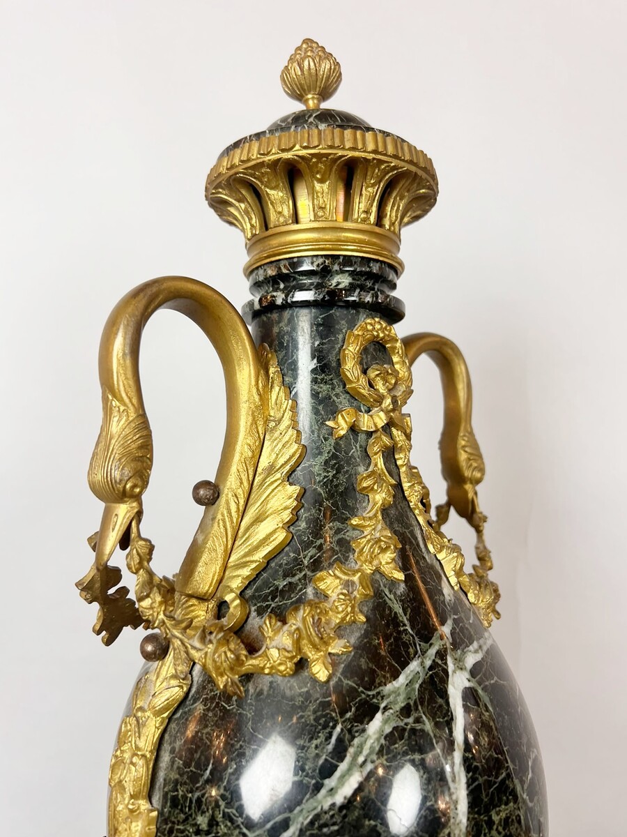Pair of marble and bronze casserole dishes, 19th century