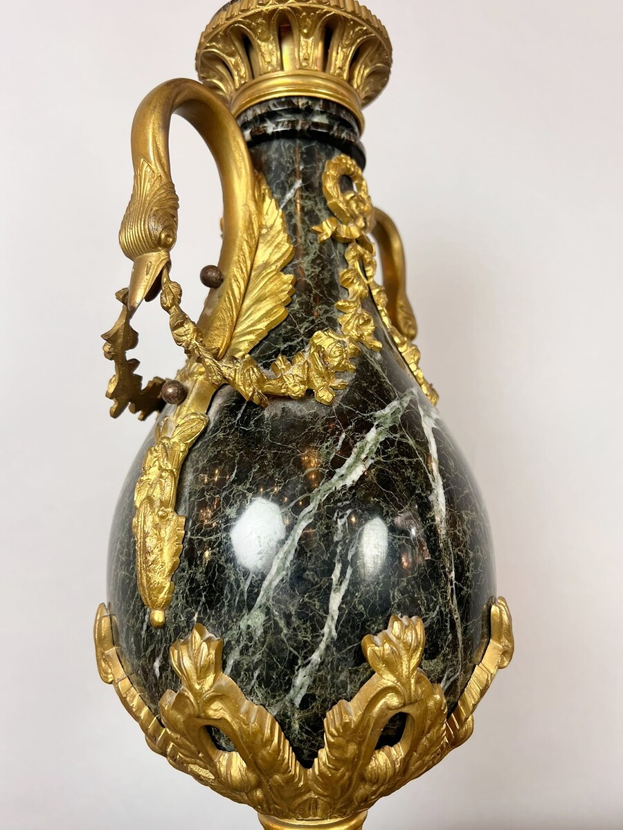 Pair of marble and bronze casserole dishes, 19th century
