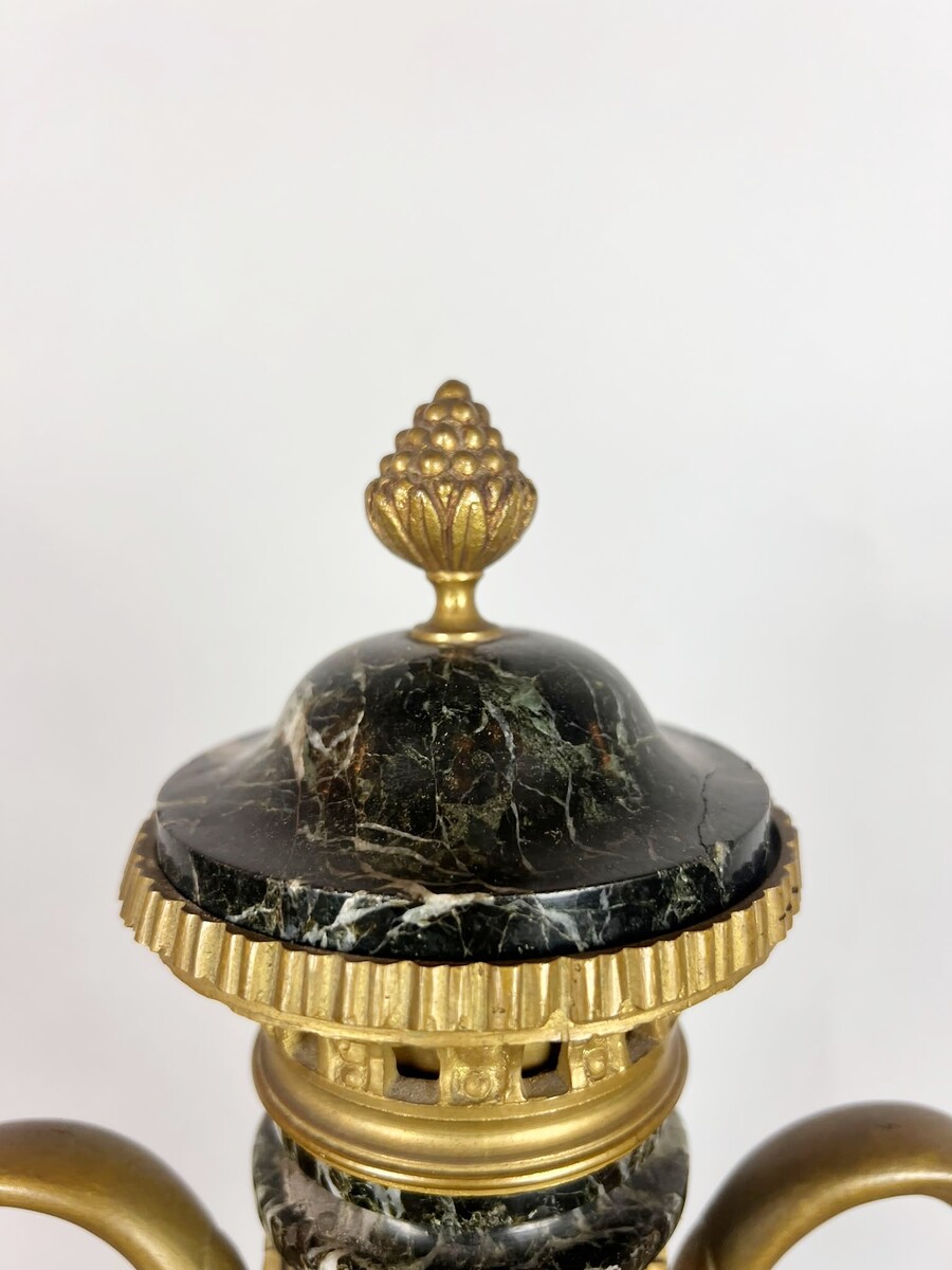Pair of marble and bronze casserole dishes, 19th century