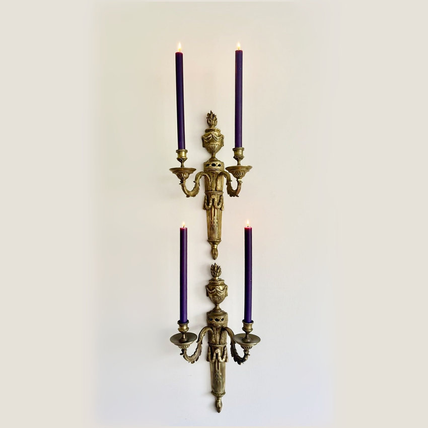 Pair of Mid-19th Century Napoleon III 2-Branch Gilt Bronze Candle Sconces 