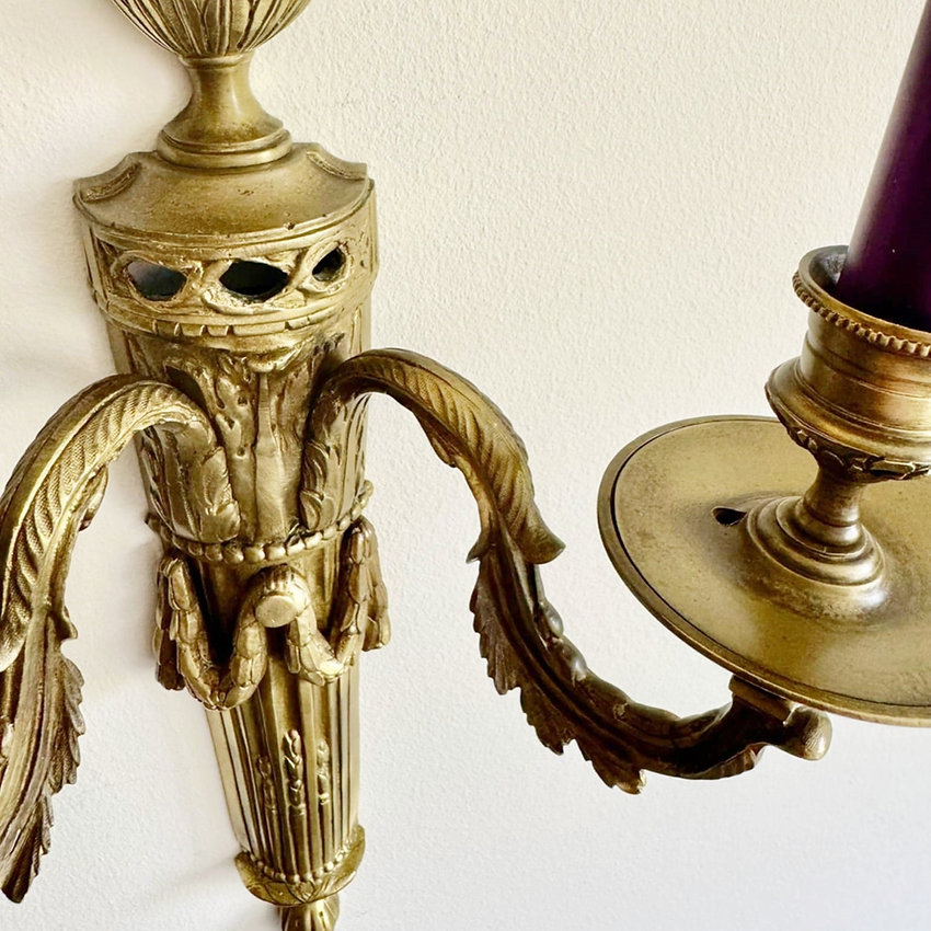 Pair of Mid-19th Century Napoleon III 2-Branch Gilt Bronze Candle Sconces 