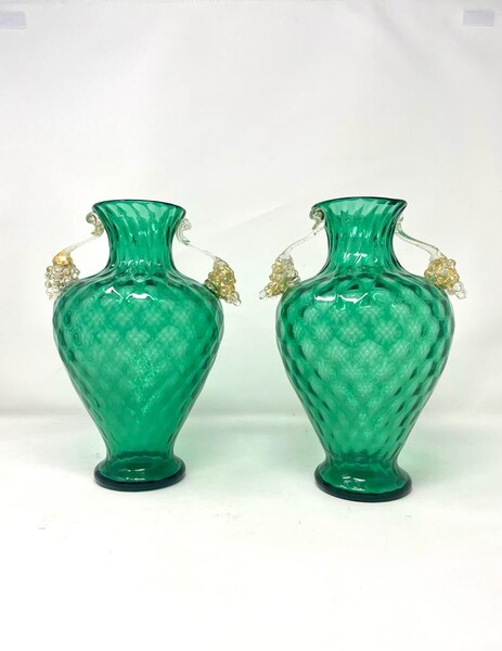 Pair Of Murano Avem Vases 1950