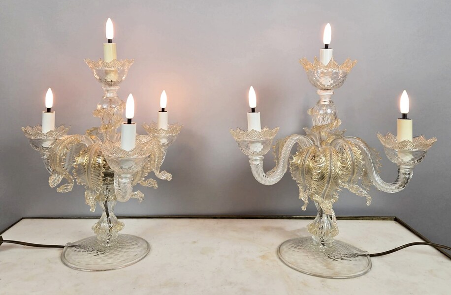 Pair of Murano glass candelabras