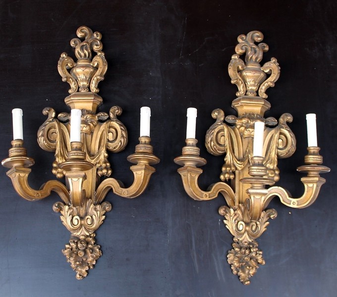 Pair of Napoleon III giltwood sconces