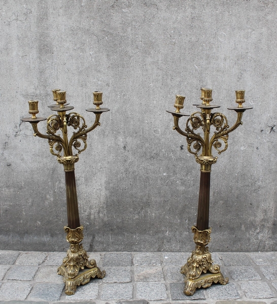 Pair of Napoleon III ormoulu candlesticks