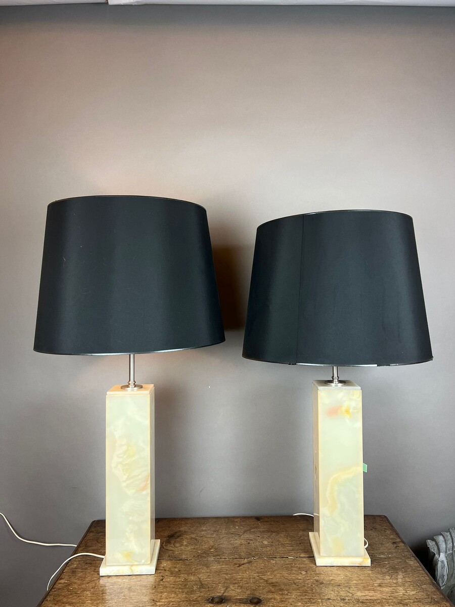 Pair of onyx lamps, circa 1970