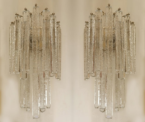 Pair of Paolo Venini cascade Wall Sconces - Murano Glass 1960s 