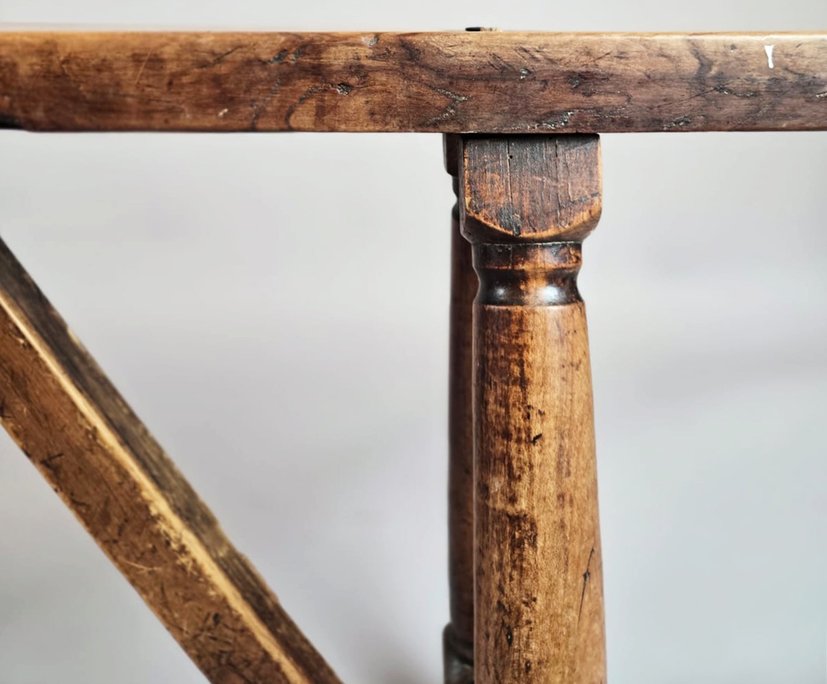 Pair Of Patinated Wooden Benches, 19th Century 