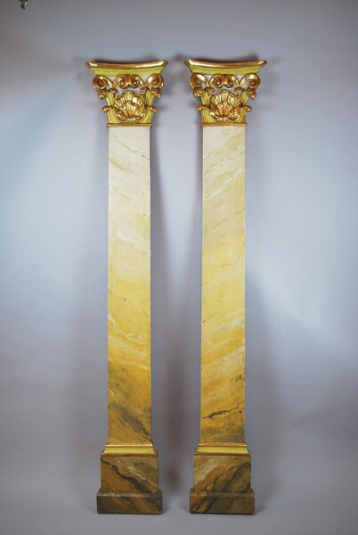 Pair of pilasters in gilded wood