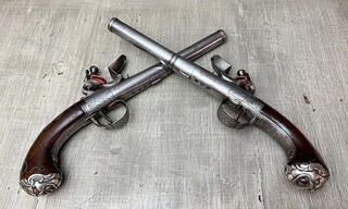 Pair Of Queen Anne Flintlock Pistols, Circa 1710, Signed 