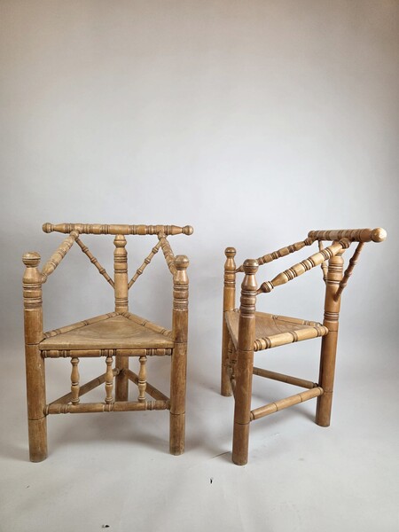 Pair of Scandinavian beechwood armchairs