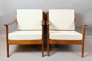 Pair of Scandinavian teak armchairs, 1950s