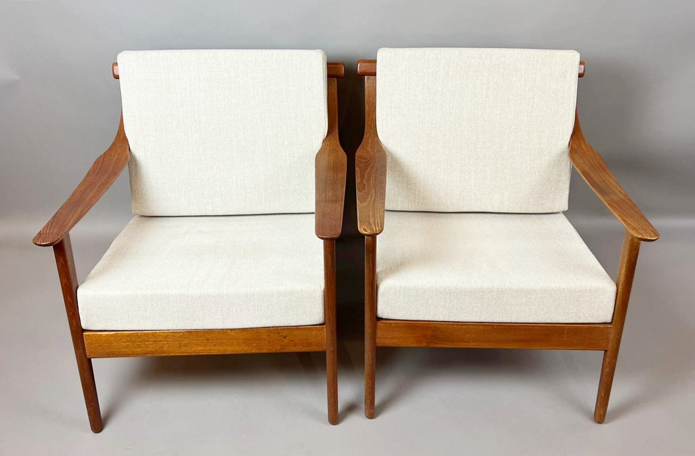 Pair of Scandinavian teak armchairs, 1950s