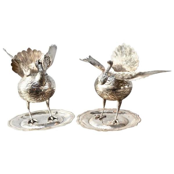 Pair of South American Perfume or Incense Burners in Silver