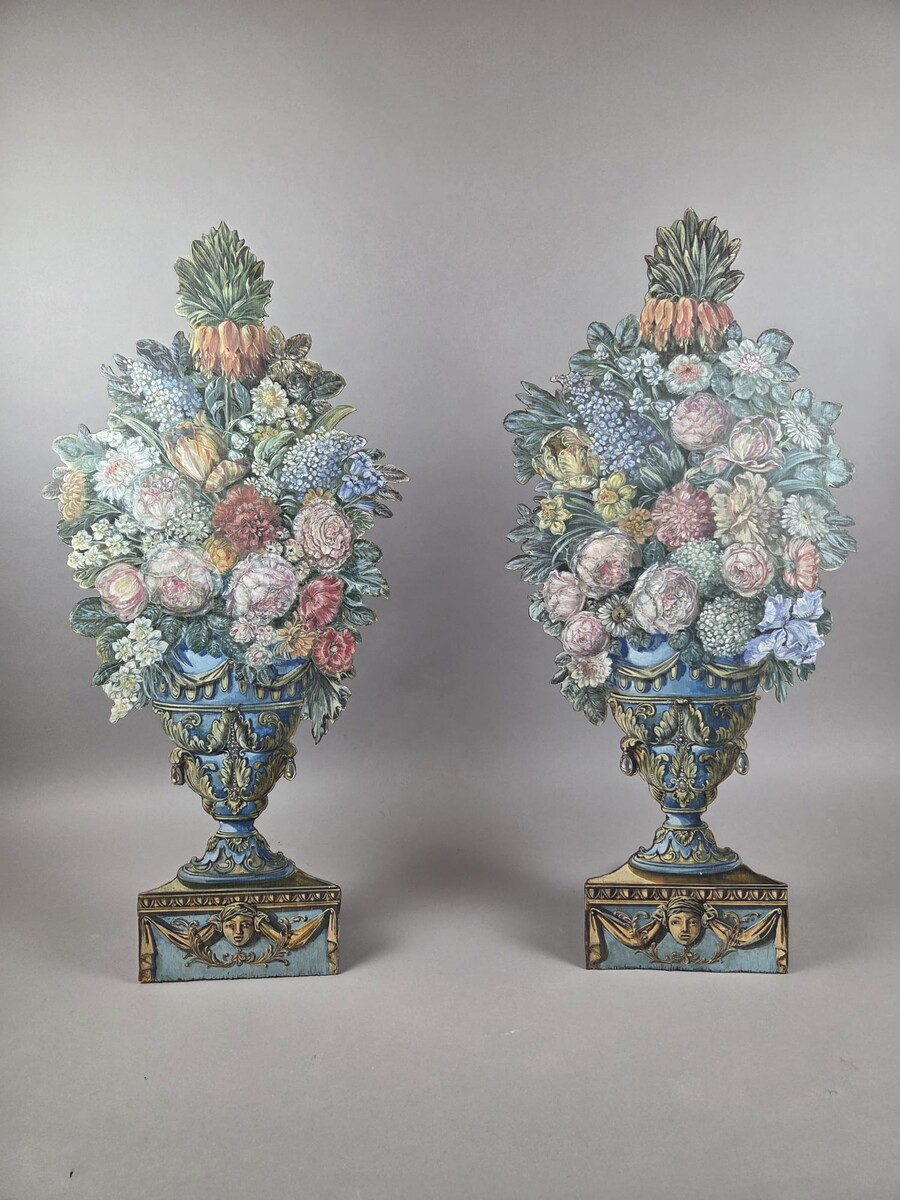 Pair of trompe l'oeil panels, early 20th century