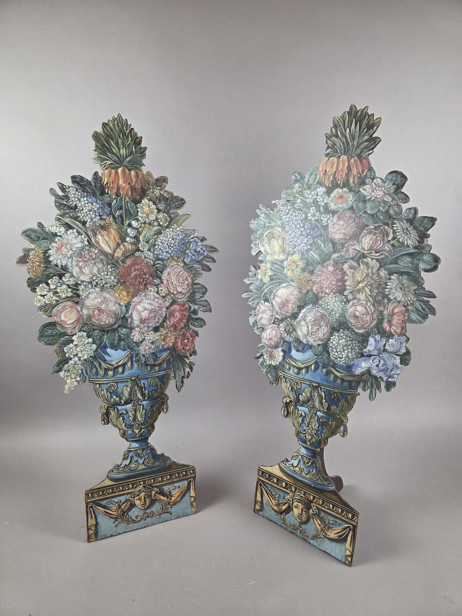 Pair of trompe l'oeil panels, early 20th century