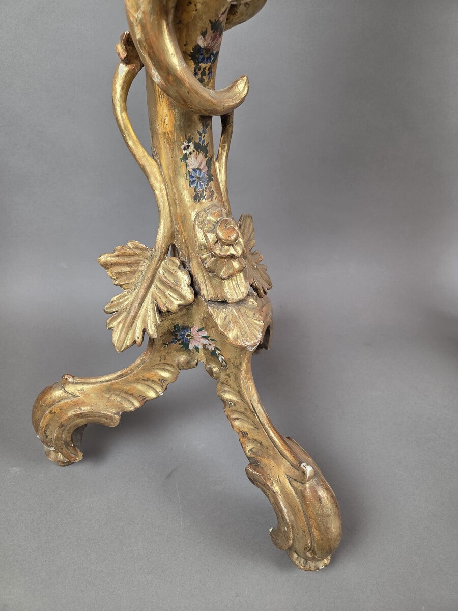 Pair of Venetian giltwood and polychrome sellettes, late 19th century