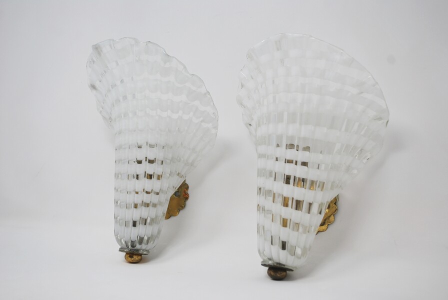 Pair of Venini sconces, Murano, 1950's