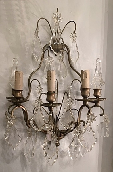 Pair of wall lamps with pendants