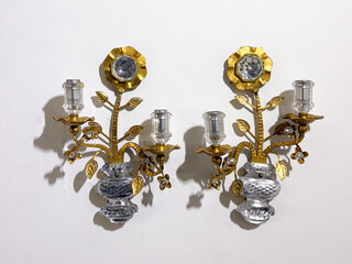Pair of wall sconces in the Maison Bagues style, 1950s