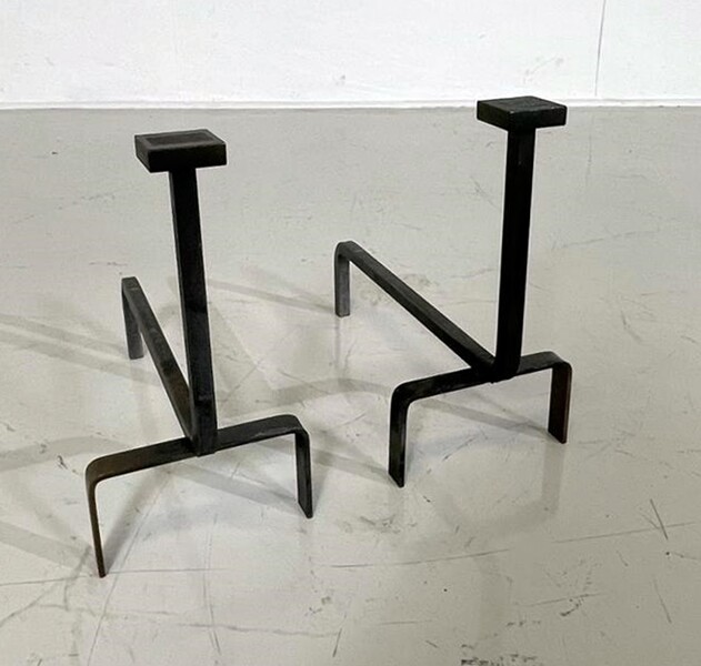 Pair of wrought iron andirons - circa 1950/1960