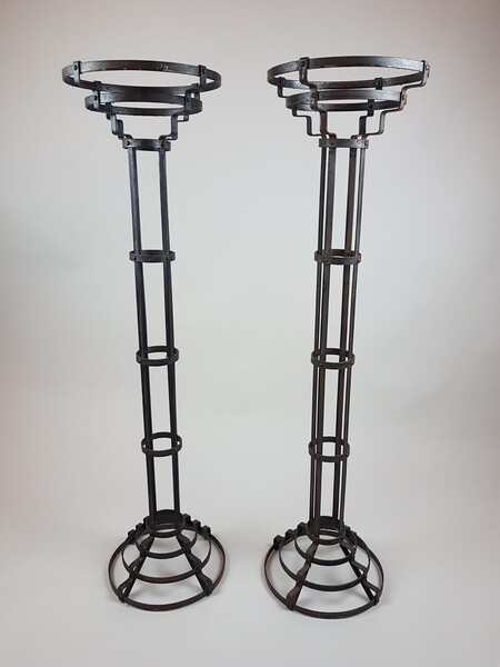 Pair of wrought iron plant stands, circa 1940