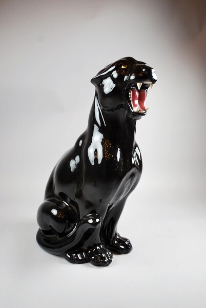 Panther in earthenware, Italy circa 1970