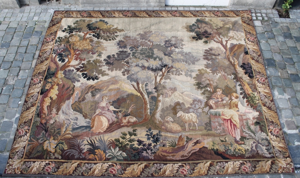 Pastoral scene, 17th C. tapestry