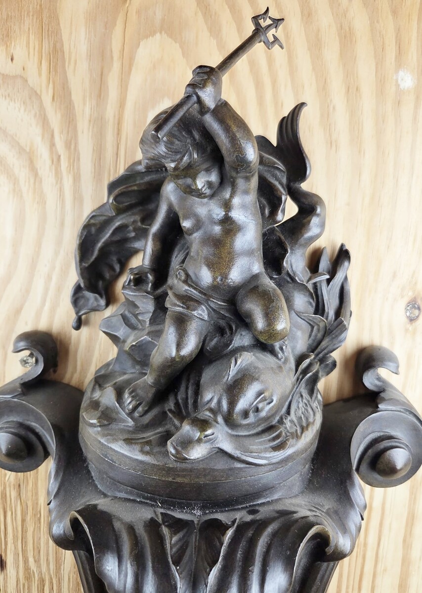 Patinated bronze fountain, 19th century
