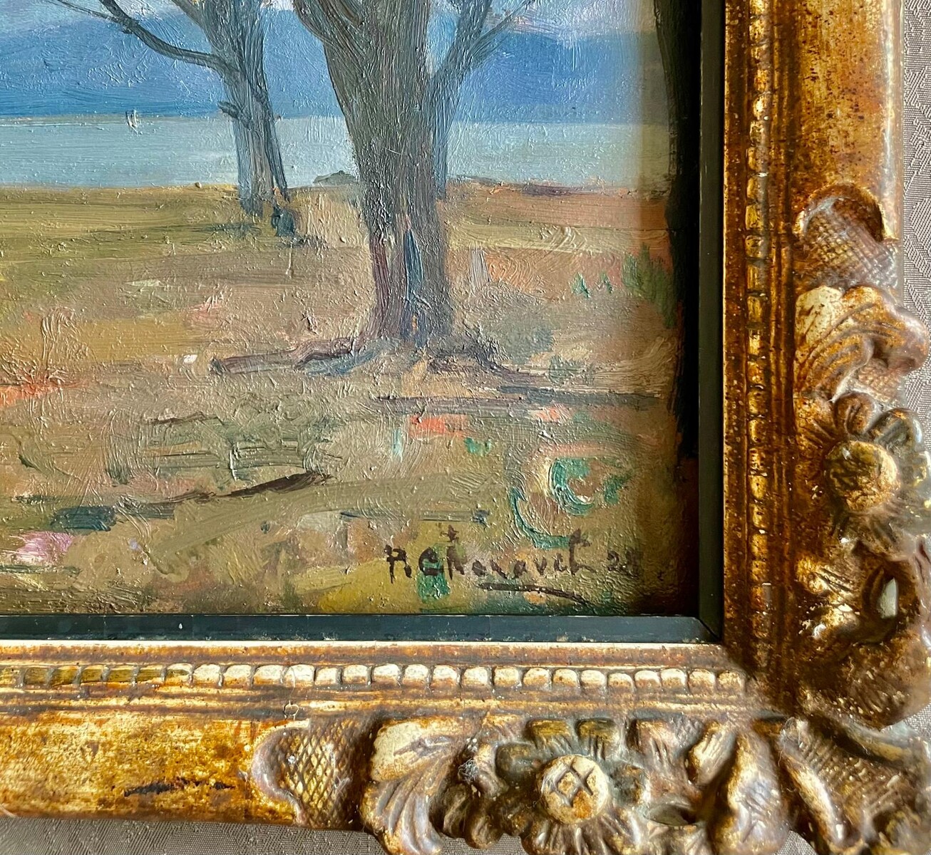 Paul Charavel (1877–1961), In the Shade of the Pines, oil on panel, signed, 1928, 55x51 cm (65x60 cm).
