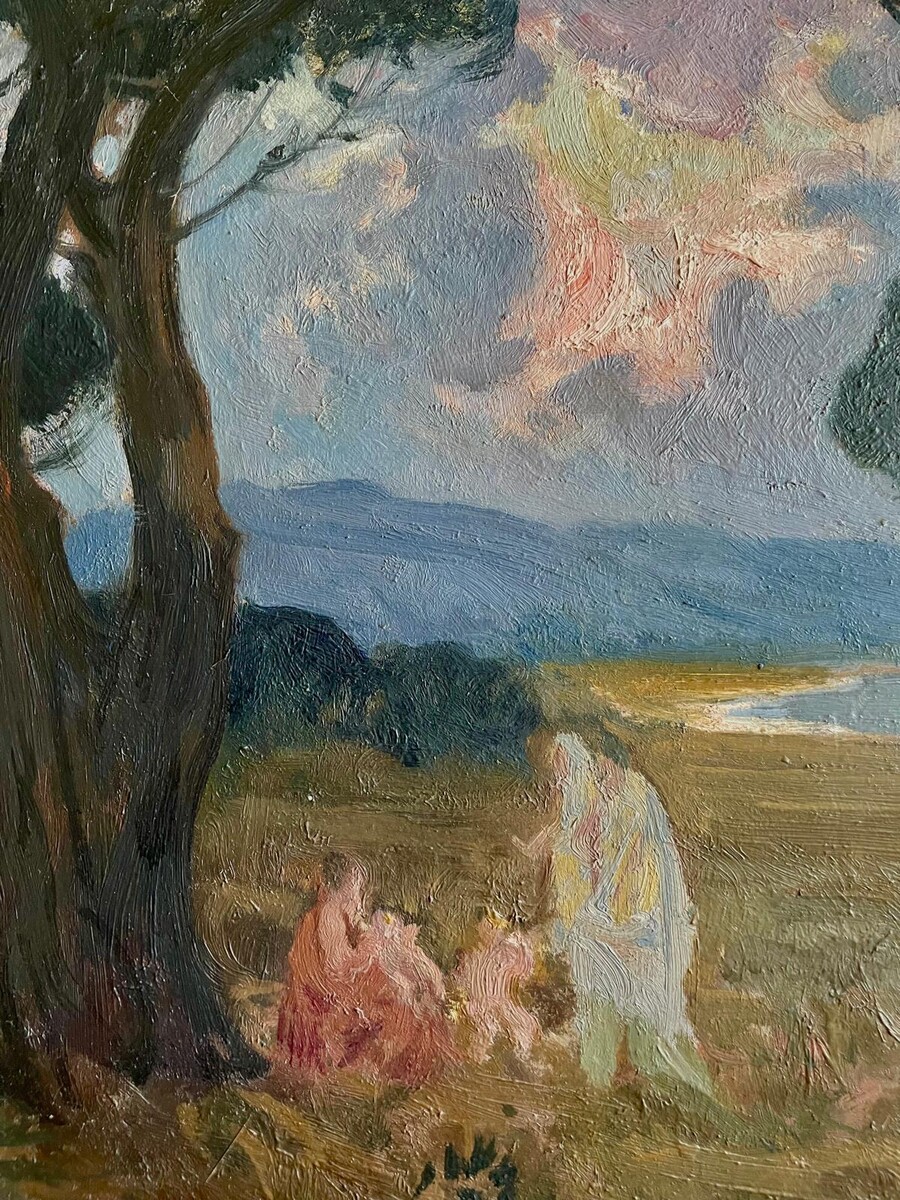 Paul Charavel (1877–1961), In the Shade of the Pines, oil on panel, signed, 1928, 55x51 cm (65x60 cm).