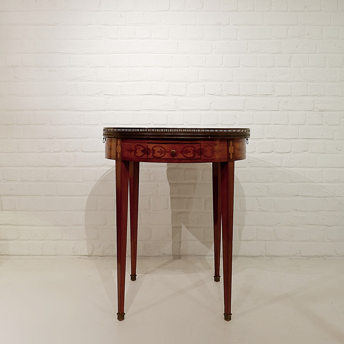 Pedestal table - marquetry and marble -Louis XVI style 