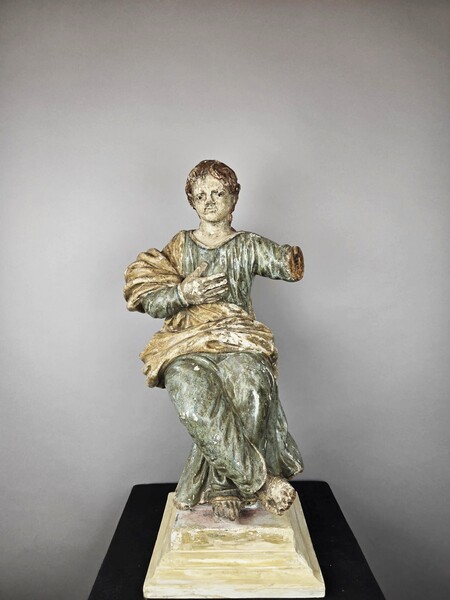 Polychrome carved wooden saint, 18th century