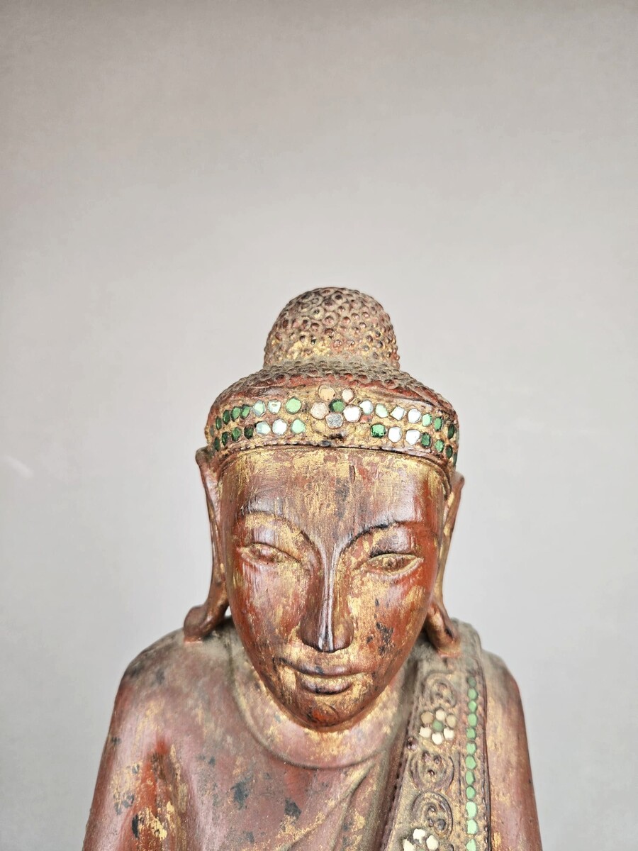 polychrome wooden Buddha, 19th century 