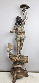 Polychrome wooden torchiere, Italy late 19th early 20th 